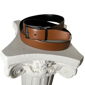 Penguin brown black‎ double sided dual leather belt 38